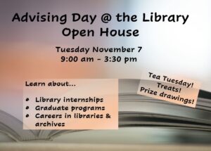 Sign for advising day at the library