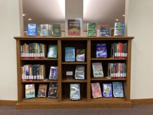 Photo of book shelf featuring leisure reading titles