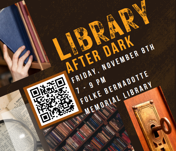 Library After Dark, Friday November 8, 7-9 pm, Library